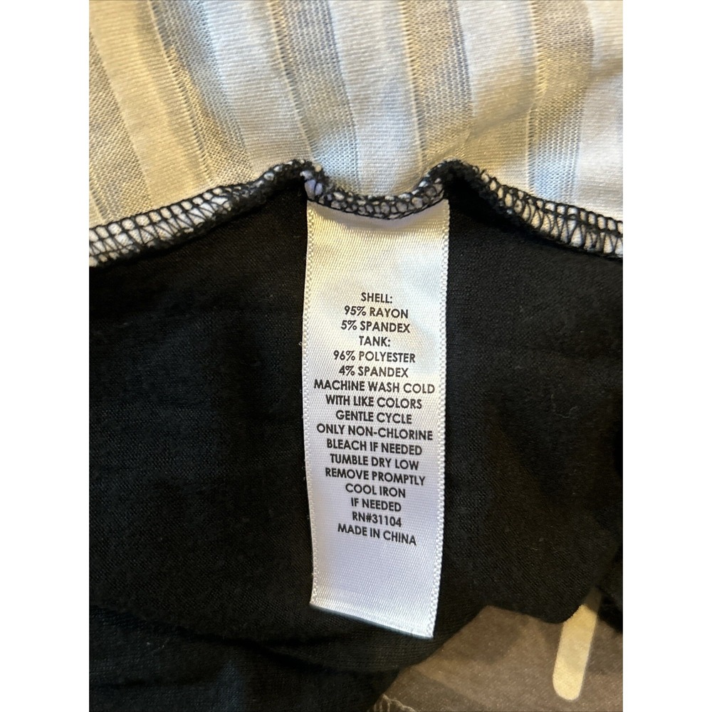 Kim Rogers Womens Black Ruffle Layered Look Cardigan Tank Top Blue Abstract Med - Picture 5 of 6